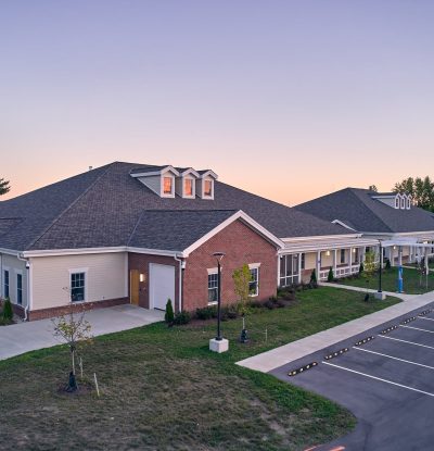 Exterior birds eye image of building