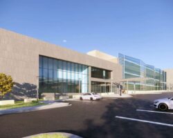 Rendering of building and parking lot