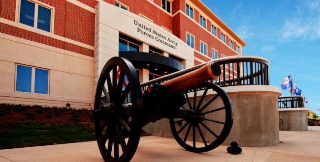 Cannon outside of USACE buildling