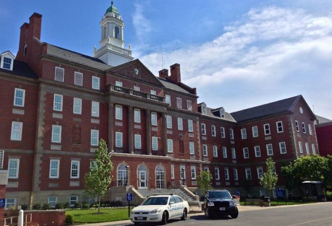 Exterior of brick building